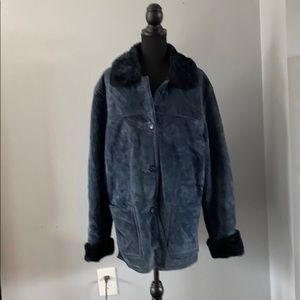 Women’s Dennis Blasso Blue Suede Coat